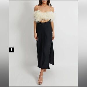 PatBo Feather Trim Max Slip Dress